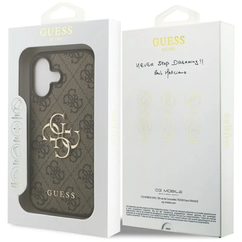Guess 4G Didelis Logotipas - Dėklas iPhone 17 (rudas)