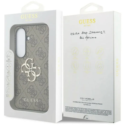 Guess 4G didelis metalinis logotipas - Samsung Galaxy S26+ dėklas (rudas)