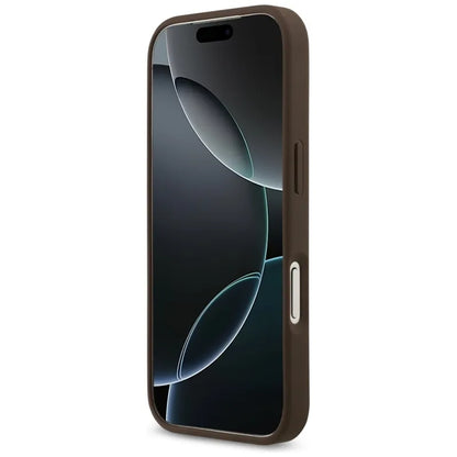 Guess 4G Klasikinis apvalus logotipas MagSafe – Dėklas iPhone 17 Pro (Rudas)