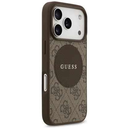 Guess 4G Klasikinis apvalus logotipas MagSafe – Dėklas iPhone 17 Pro (Rudas)