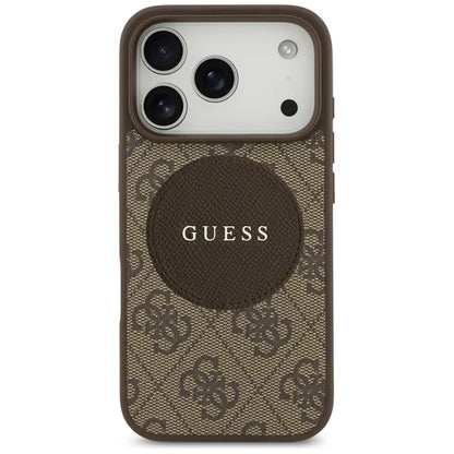 Guess 4G Klasikinis apvalus logotipas MagSafe – Dėklas iPhone 17 Pro (Rudas)
