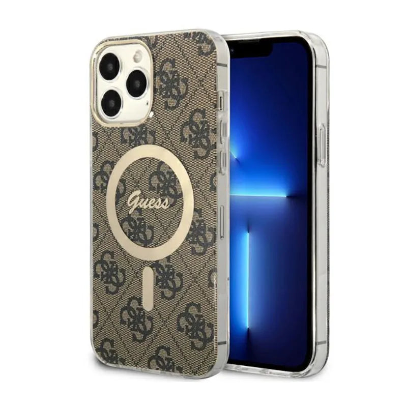 Guess 4G MagSafe – dėklas iPhone 13 Pro Max (rudos spalvos)