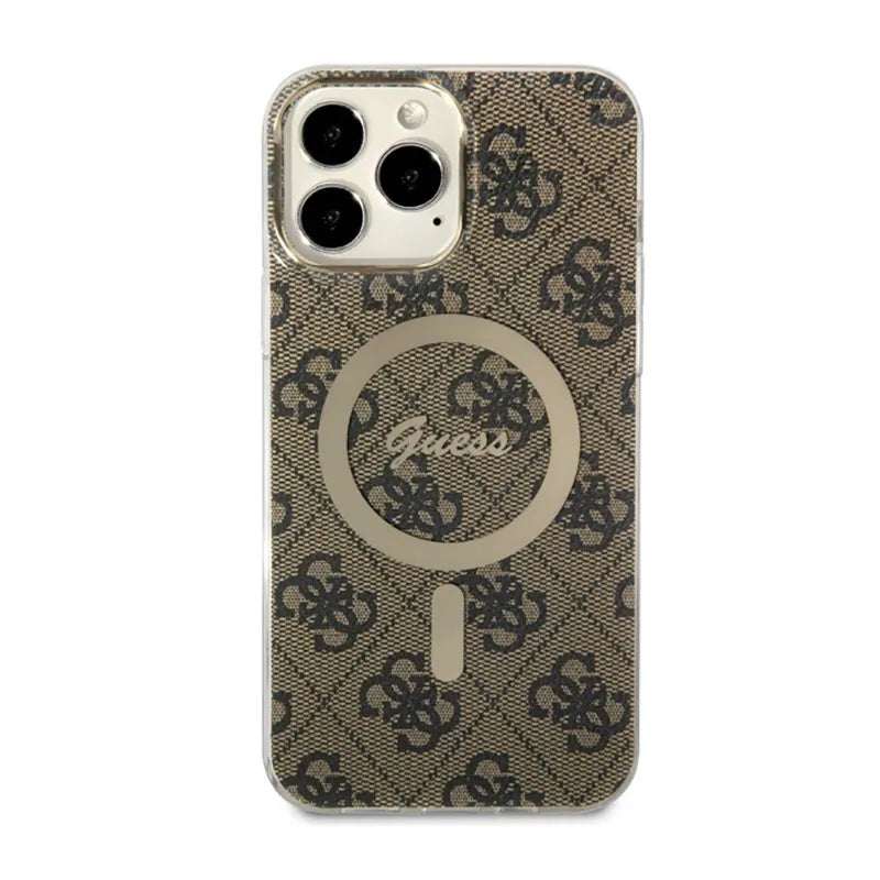 Guess 4G MagSafe – dėklas iPhone 13 Pro Max (rudos spalvos)