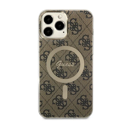 Guess 4G MagSafe – dėklas iPhone 13 Pro Max (rudos spalvos)