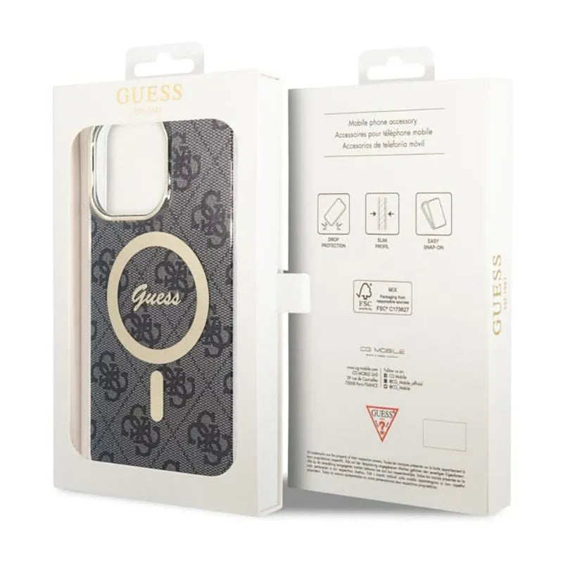 Guess 4G MagSafe – dėklas, skirtas iPhone 14 Pro Max (juodas)
