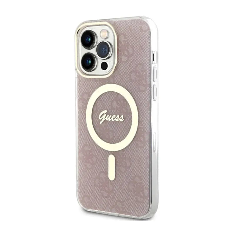 Guess 4G MagSafe – dėklas, skirtas „iPhone 14 Pro Max“ (rožinis)