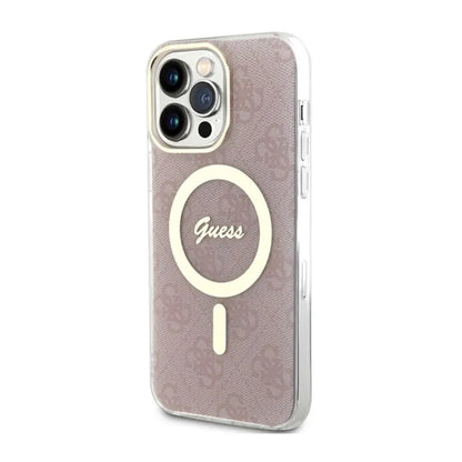 Guess 4G MagSafe – dėklas, skirtas „iPhone 14 Pro Max“ (rožinis)