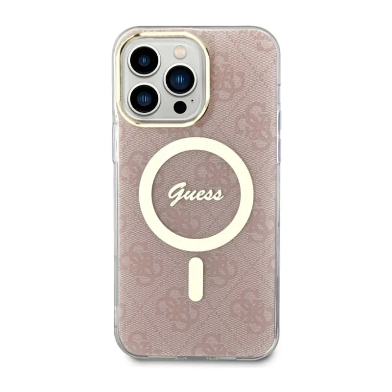 Guess 4G MagSafe – dėklas, skirtas „iPhone 14 Pro Max“ (rožinis)