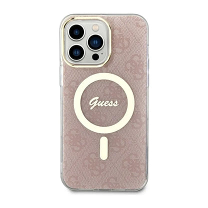 Guess 4G MagSafe – dėklas, skirtas „iPhone 14 Pro Max“ (rožinis)