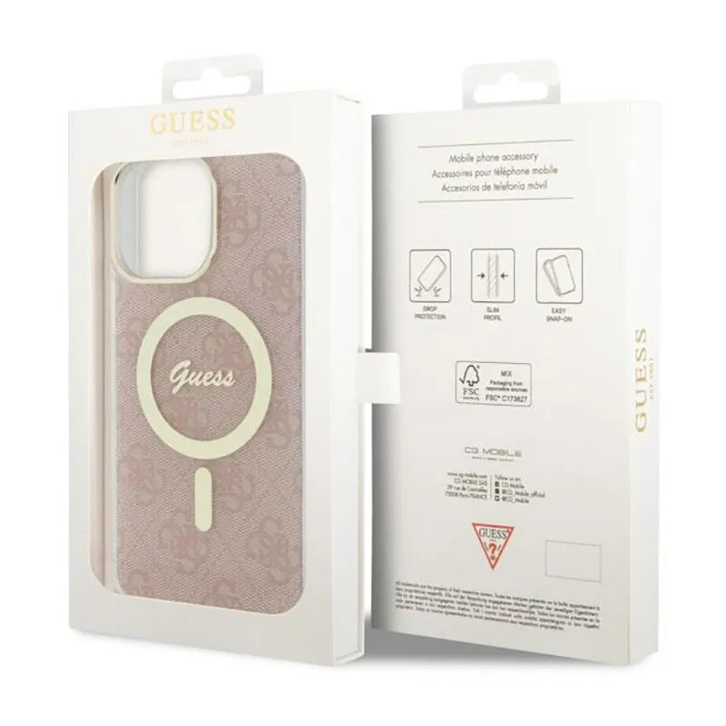 Guess 4G MagSafe – dėklas, skirtas „iPhone 14 Pro Max“ (rožinis)
