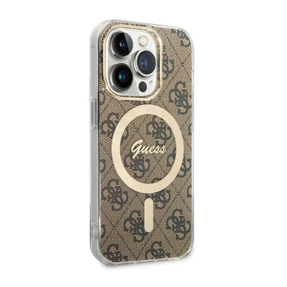 Guess 4G MagSafe – dėklas, skirtas „iPhone 14 Pro Max“ (rudas)