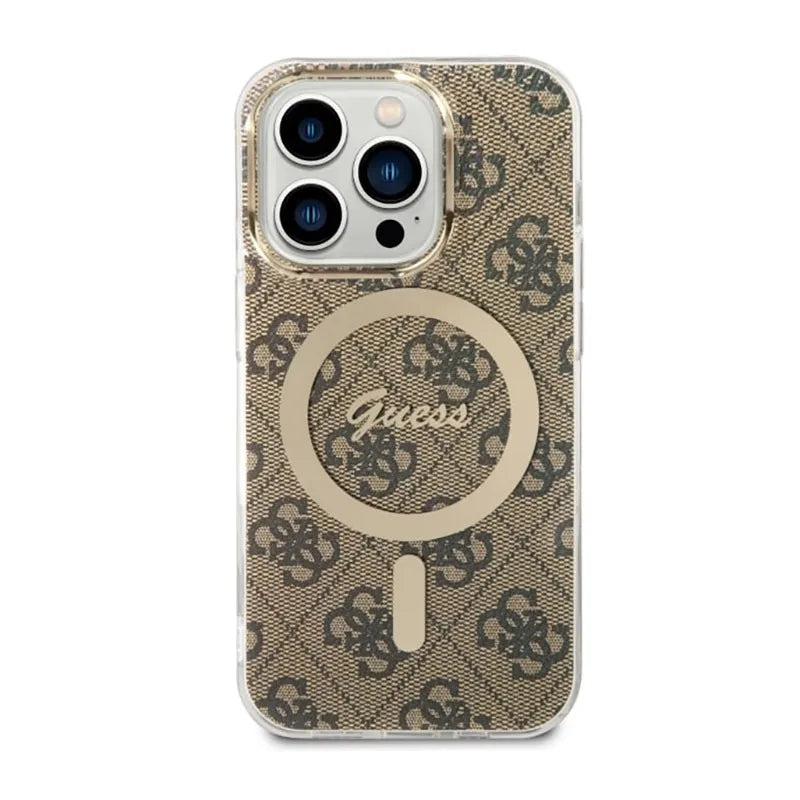 Guess 4G MagSafe – dėklas, skirtas „iPhone 14 Pro Max“ (rudas)