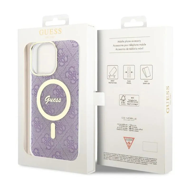 Guess 4G MagSafe - Dėklas skirtas iPhone 14 Pro Max (Violetinė)