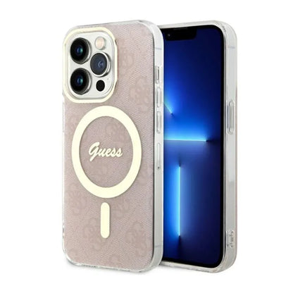 Guess 4G MagSafe – dėklas, skirtas iPhone 14 Pro (rožinis)