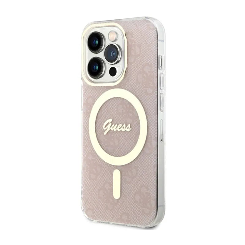 Guess 4G MagSafe – dėklas, skirtas iPhone 14 Pro (rožinis)
