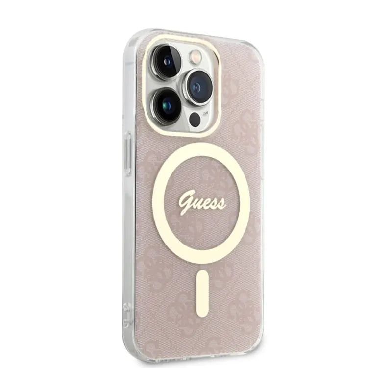 Guess 4G MagSafe – dėklas, skirtas iPhone 14 Pro (rožinis)