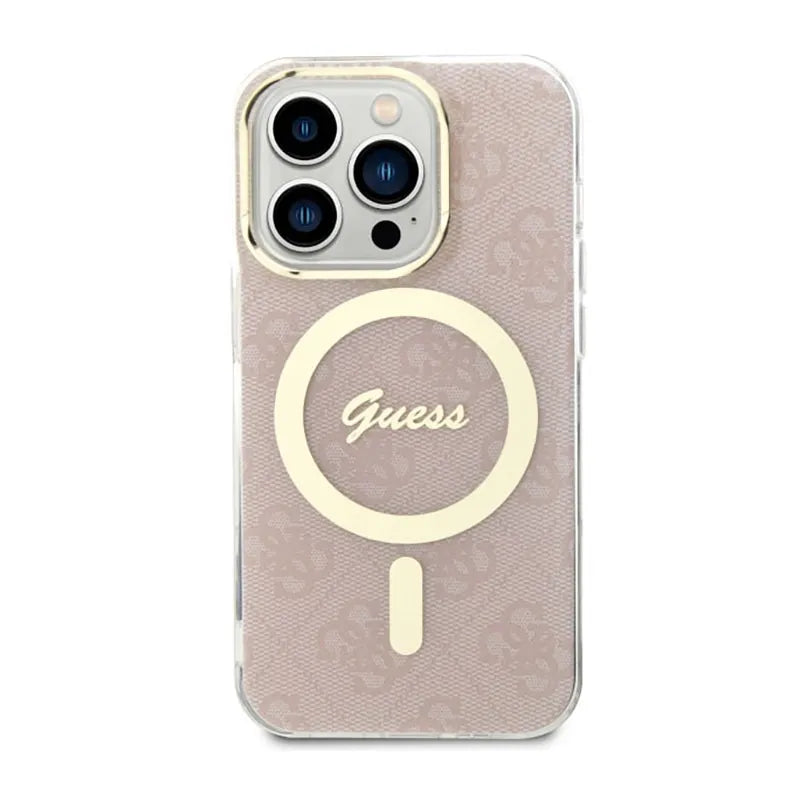 Guess 4G MagSafe – dėklas, skirtas iPhone 14 Pro (rožinis)