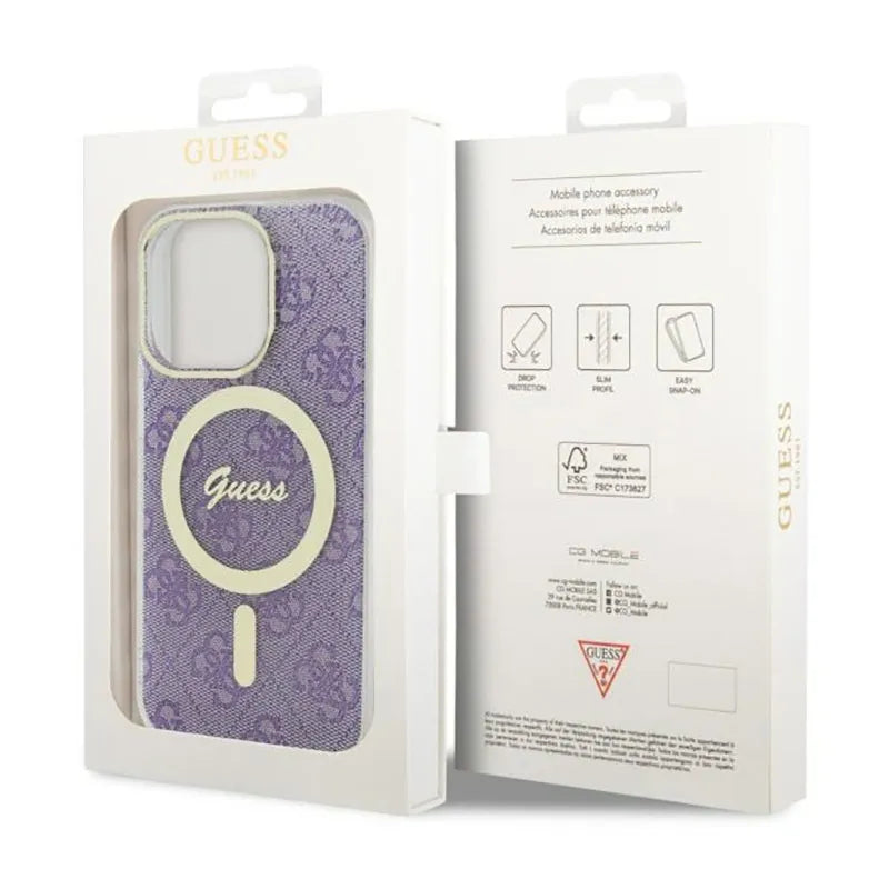 Guess 4G MagSafe – dėklas skirtas „iPhone 14 Pro“ (violetinė)