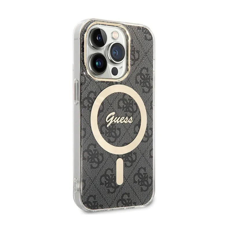 Guess 4G MagSafe – dėklas, skirtas iPhone 15 Pro (juodas)