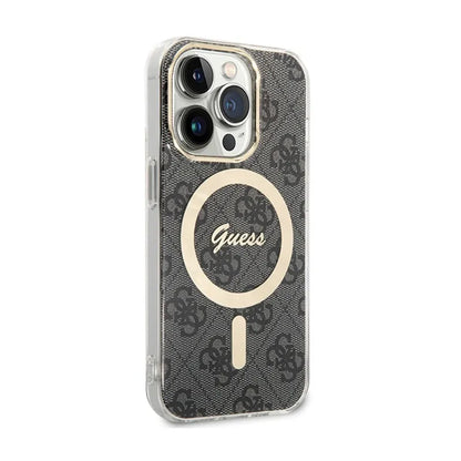 Guess 4G MagSafe – dėklas, skirtas iPhone 15 Pro (juodas)