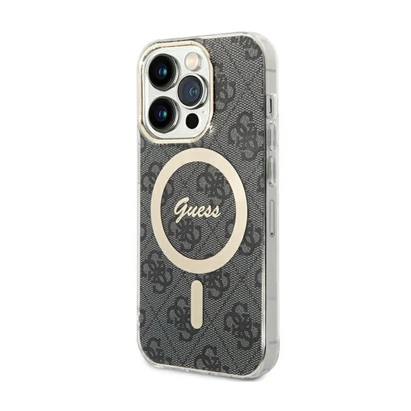 Guess 4G MagSafe – dėklas, skirtas iPhone 15 Pro (juodas)
