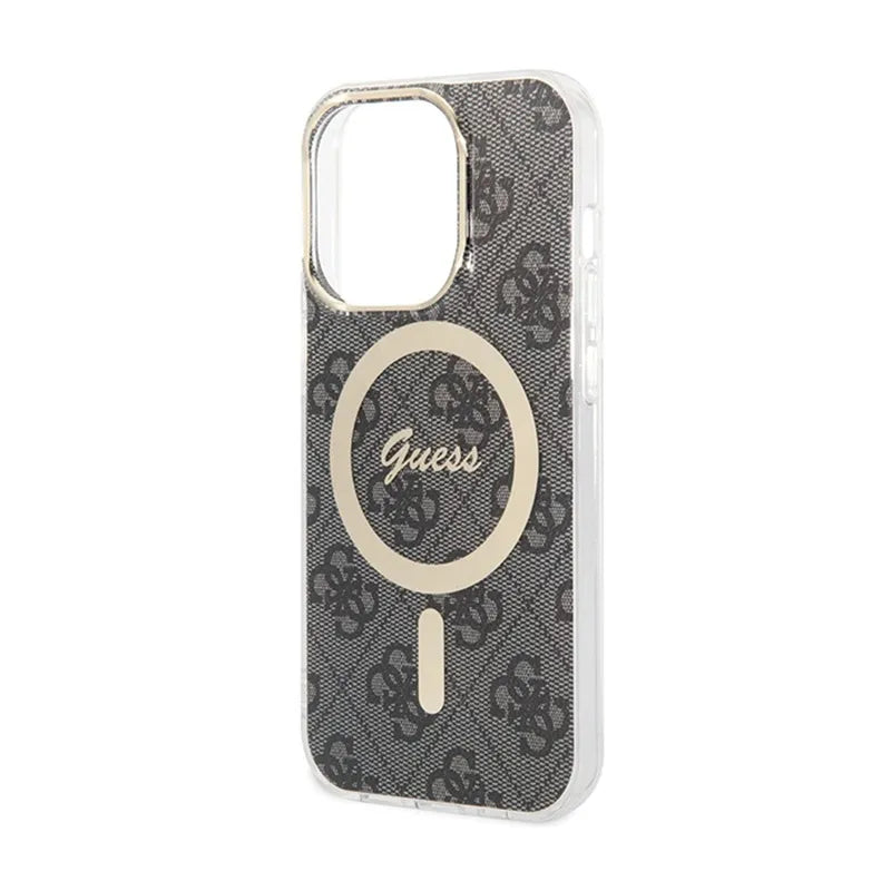 Guess 4G MagSafe – dėklas, skirtas iPhone 15 Pro (juodas)
