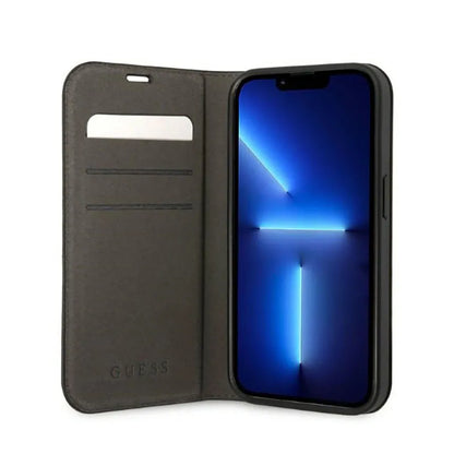 Guess 4G Metal Camera Outline atveriamas dėklas – dėklas iPhone 14 Pro (juodas)
