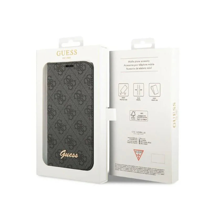 Guess 4G Metal Camera Outline atveriamas dėklas – dėklas iPhone 14 Pro (juodas)
