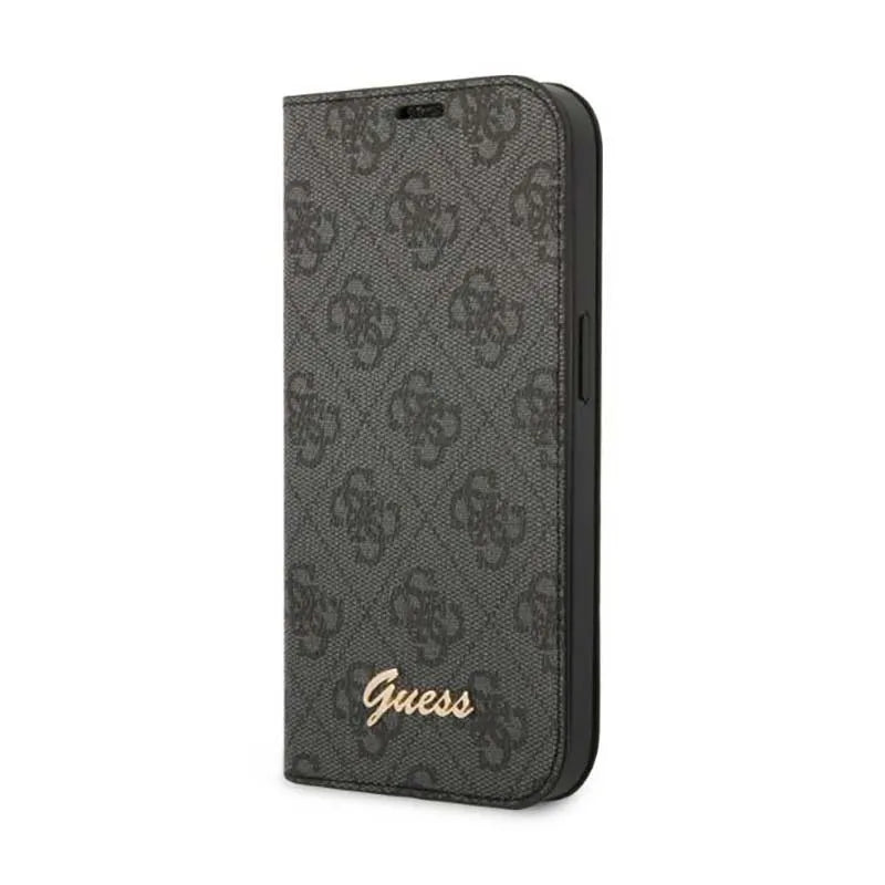 Guess 4G Metal Camera Outline Booktype dėklas - dėklas iPhone 14 (juodas)
