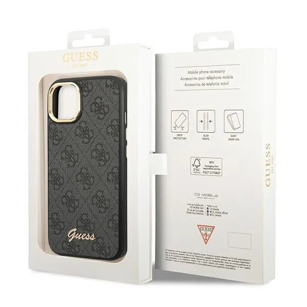 Guess 4G Metal Camera Outline dėklas – dėklas, skirtas iPhone 14 Plus (juodas)