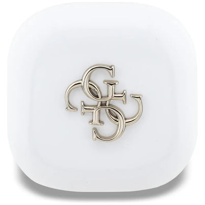 Guess 4G Metal Logo - TWS belaidės Bluetooth ausinės su įkrovimo dėklu (Baltos)