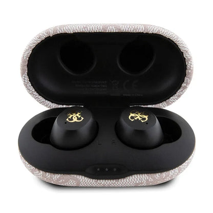 Guess 4G Metal Logo - TWS ENC Bluetooth ausinės + įkrovimo dėklas (rožinis)