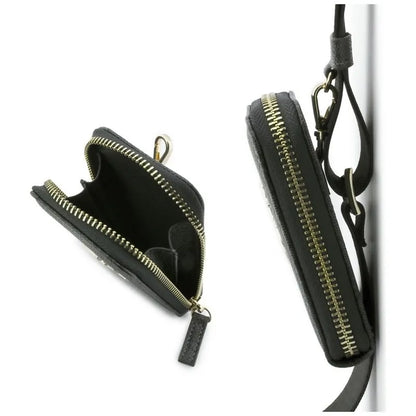 Guess 4G Metal Logo Universal Crossbody telefono dirželis ir maža rankinė – virvelė / peties dirželis su telefono dėklu (juoda)