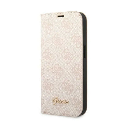 Guess 4G metalinis kameros apvado dėklas knygutė – dėklas skirtas iPhone 14 Pro (rožinis)