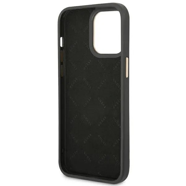Guess 4G Metalo kameros kontūro dėklas – Dėklas skirtas iPhone 14 Pro Max (Juodas)