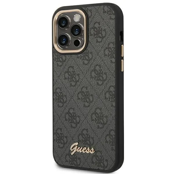 Guess 4G Metalo kameros kontūro dėklas – Dėklas skirtas iPhone 14 Pro Max (Juodas)