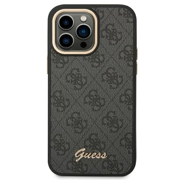 Guess 4G Metalo kameros kontūro dėklas – Dėklas skirtas iPhone 14 Pro Max (Juodas)