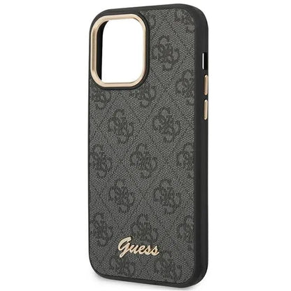 Guess 4G Metalo kameros kontūro dėklas – Dėklas skirtas iPhone 14 Pro Max (Juodas)