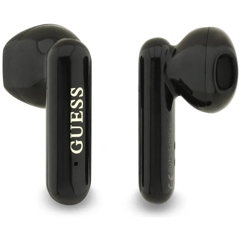 Guess 4G Metalo Logotipas - TWS Bluetooth Ausinės + Įkrovimo dėklas (Juodos)