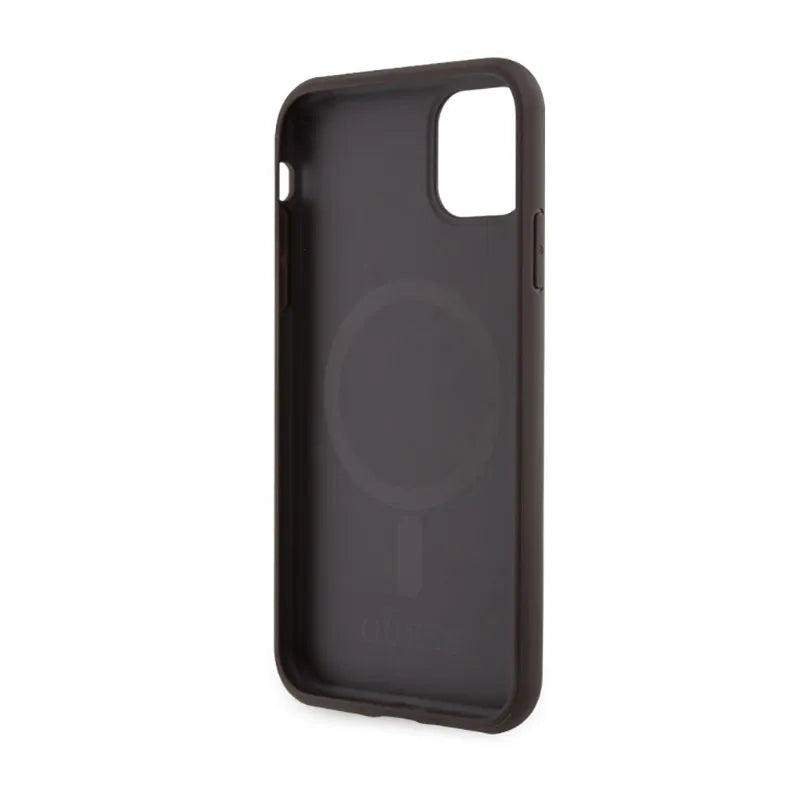 Guess 4G Printed Stripes MagSafe – Dėklas iPhone 11 (rudos spalvos)
