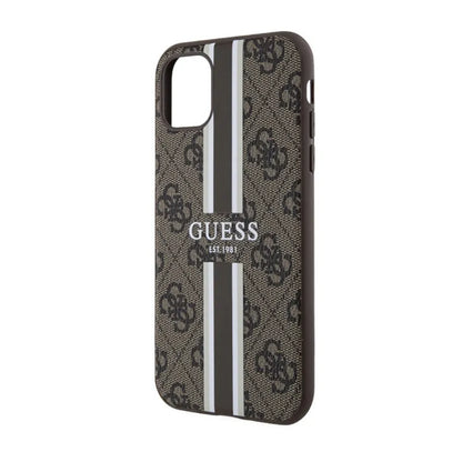Guess 4G Printed Stripes MagSafe – Dėklas iPhone 11 (rudos spalvos)