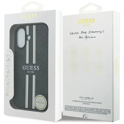 Guess 4G Printed Stripes MagSafe dėklas iPhone 17 (juodas)