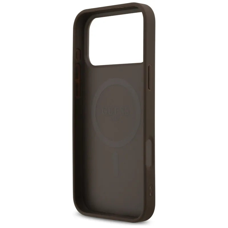 Guess 4G Printed Stripes MagSafe - Dėklas iPhone 17 Pro Max (ruda)