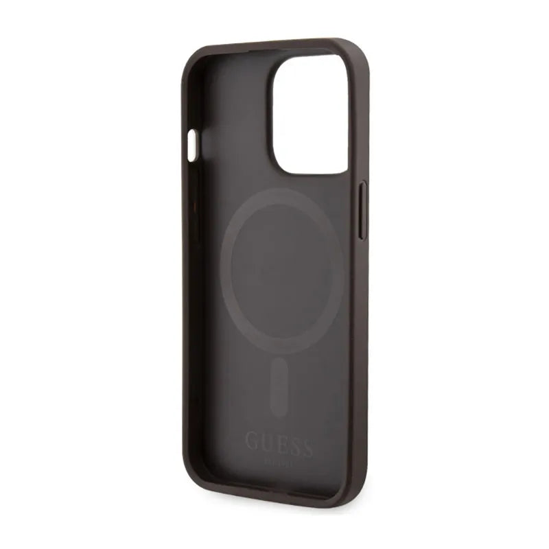 Guess 4G Printed Stripes MagSafe – Dėklas, skirtas iPhone 13 Pro Max (rudas)