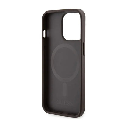 Guess 4G Printed Stripes MagSafe – Dėklas, skirtas iPhone 13 Pro Max (rudas)