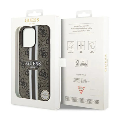 Guess 4G Printed Stripes MagSafe – Dėklas, skirtas iPhone 13 Pro Max (rudas)