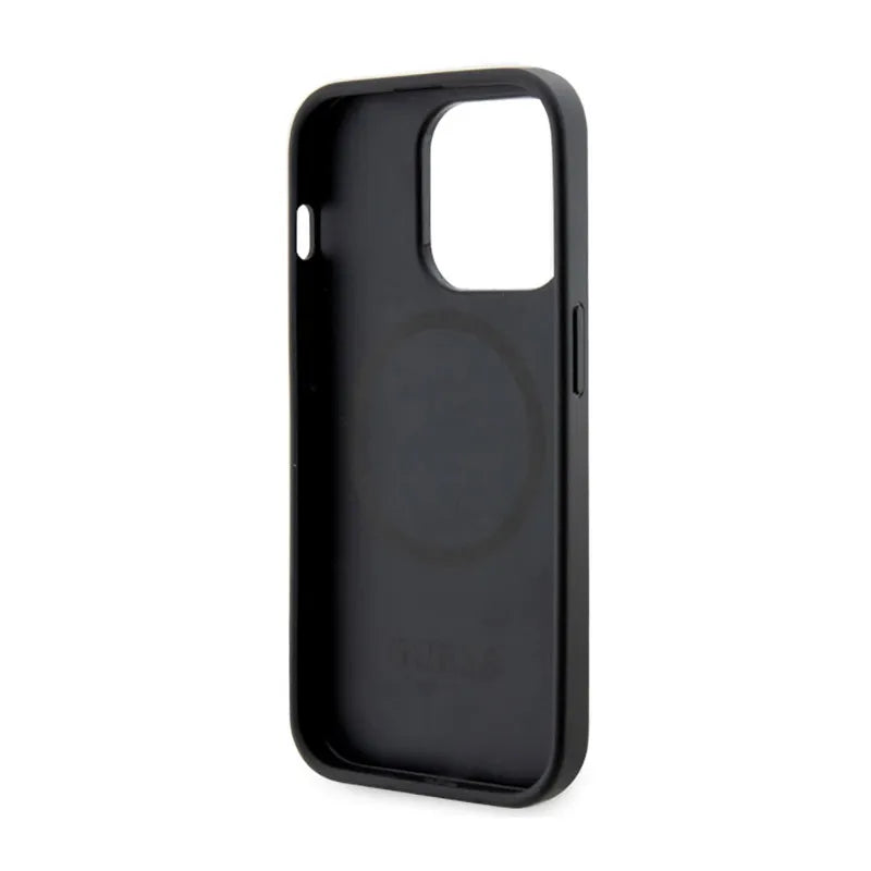Guess 4G Printed Stripes MagSafe – dėklas skirtas iPhone 14 Pro (Juoda)