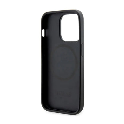 Guess 4G Printed Stripes MagSafe – dėklas skirtas iPhone 14 Pro (Juoda)