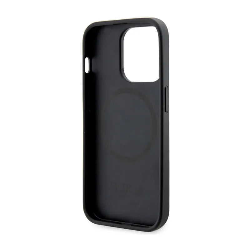 Guess 4G Printed Stripes MagSafe – dėklas, skirtas iPhone 14 Pro Max (Juoda)