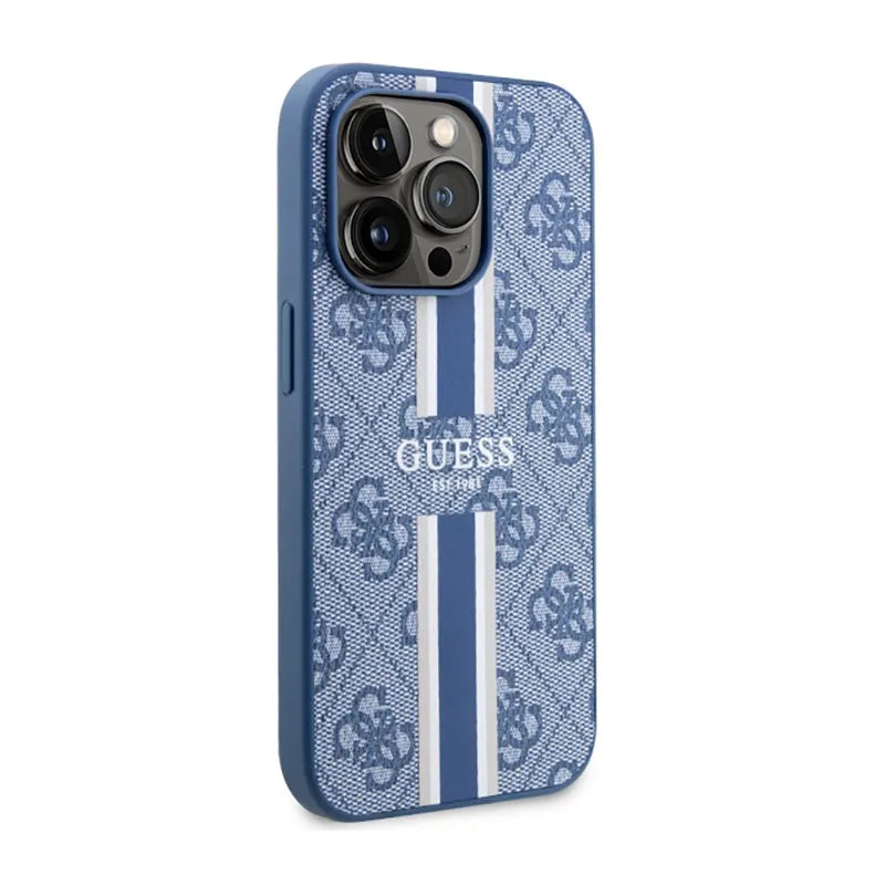 Guess 4G Printed Stripes MagSafe - Dėklas, skirtas iPhone 14 Pro (mėlynas)